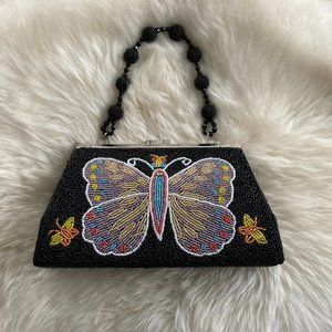 In's vintage inspired beaded butterfly evening bag